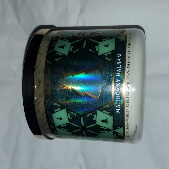 NWT Bath & Body Works Mahogany Balsam Scented 3 Wick Candle - Picture 2 of 6